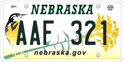 NE license plate AAF321