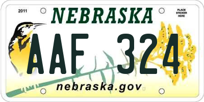 NE license plate AAF324