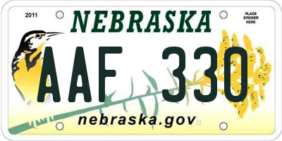 NE license plate AAF330