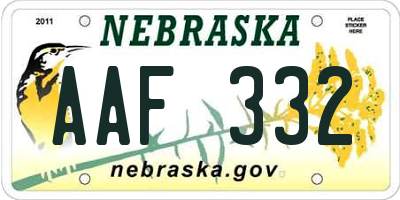 NE license plate AAF332
