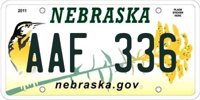 NE license plate AAF336