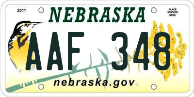 NE license plate AAF348