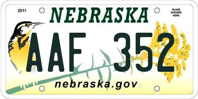NE license plate AAF352