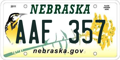 NE license plate AAF357
