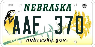 NE license plate AAF370