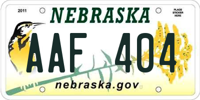 NE license plate AAF404