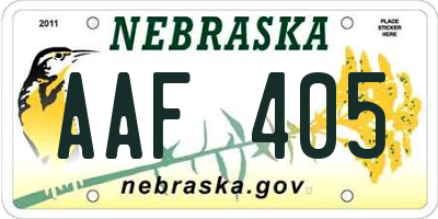 NE license plate AAF405