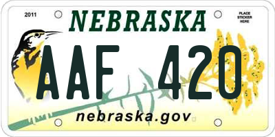 NE license plate AAF420
