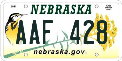 NE license plate AAF428