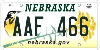 NE license plate AAF466