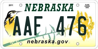 NE license plate AAF476