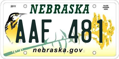 NE license plate AAF481
