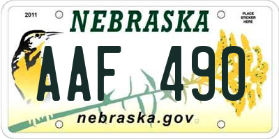 NE license plate AAF490