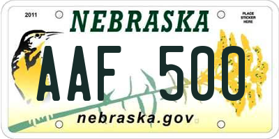NE license plate AAF500