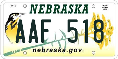 NE license plate AAF518