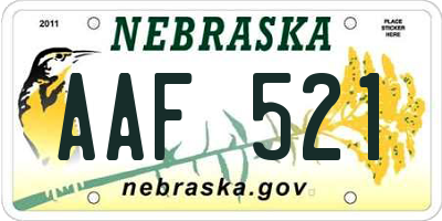 NE license plate AAF521