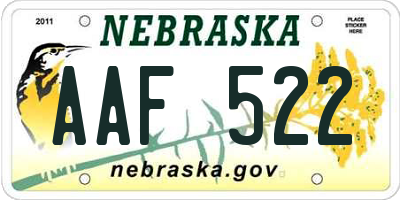 NE license plate AAF522