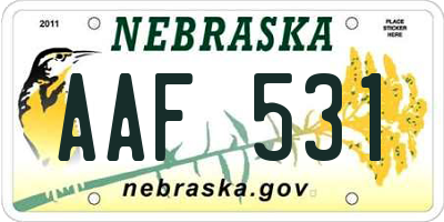 NE license plate AAF531