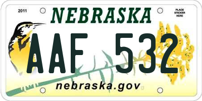 NE license plate AAF532
