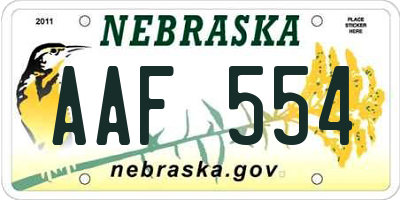 NE license plate AAF554