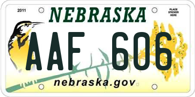 NE license plate AAF606