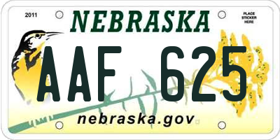 NE license plate AAF625