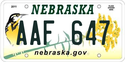 NE license plate AAF647