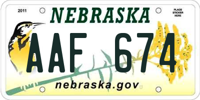 NE license plate AAF674