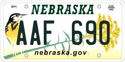 NE license plate AAF690