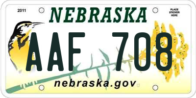 NE license plate AAF708