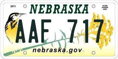 NE license plate AAF717