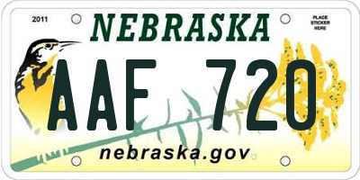 NE license plate AAF720