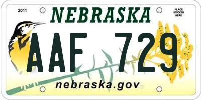 NE license plate AAF729