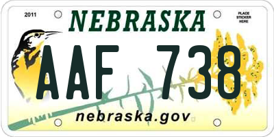 NE license plate AAF738