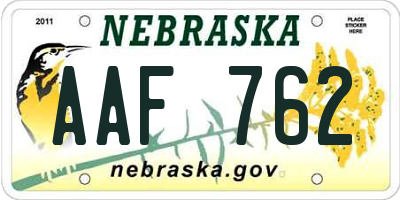 NE license plate AAF762