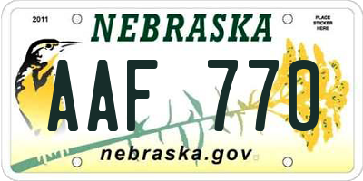 NE license plate AAF770