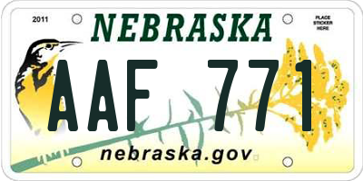 NE license plate AAF771