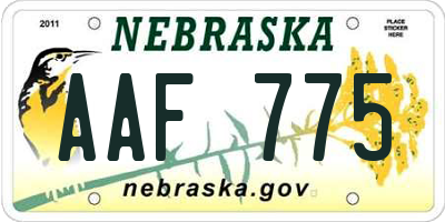 NE license plate AAF775