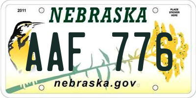 NE license plate AAF776