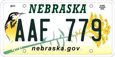 NE license plate AAF779