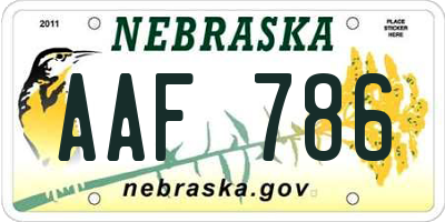 NE license plate AAF786