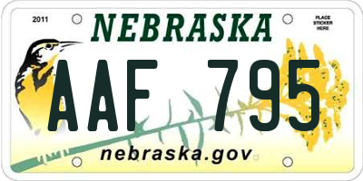 NE license plate AAF795