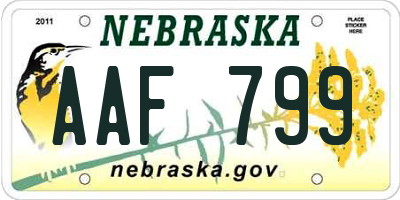 NE license plate AAF799