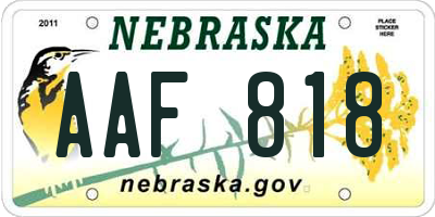 NE license plate AAF818