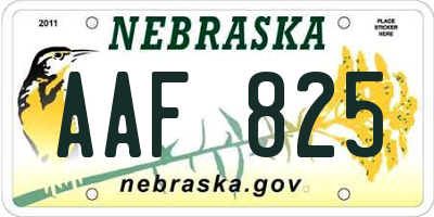 NE license plate AAF825