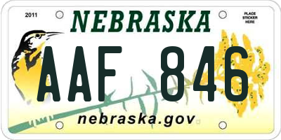 NE license plate AAF846
