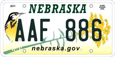 NE license plate AAF886
