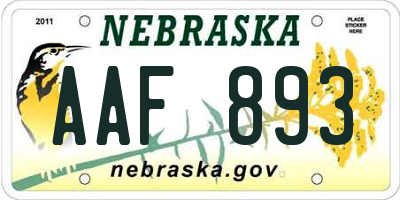 NE license plate AAF893