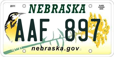 NE license plate AAF897