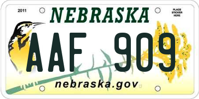 NE license plate AAF909